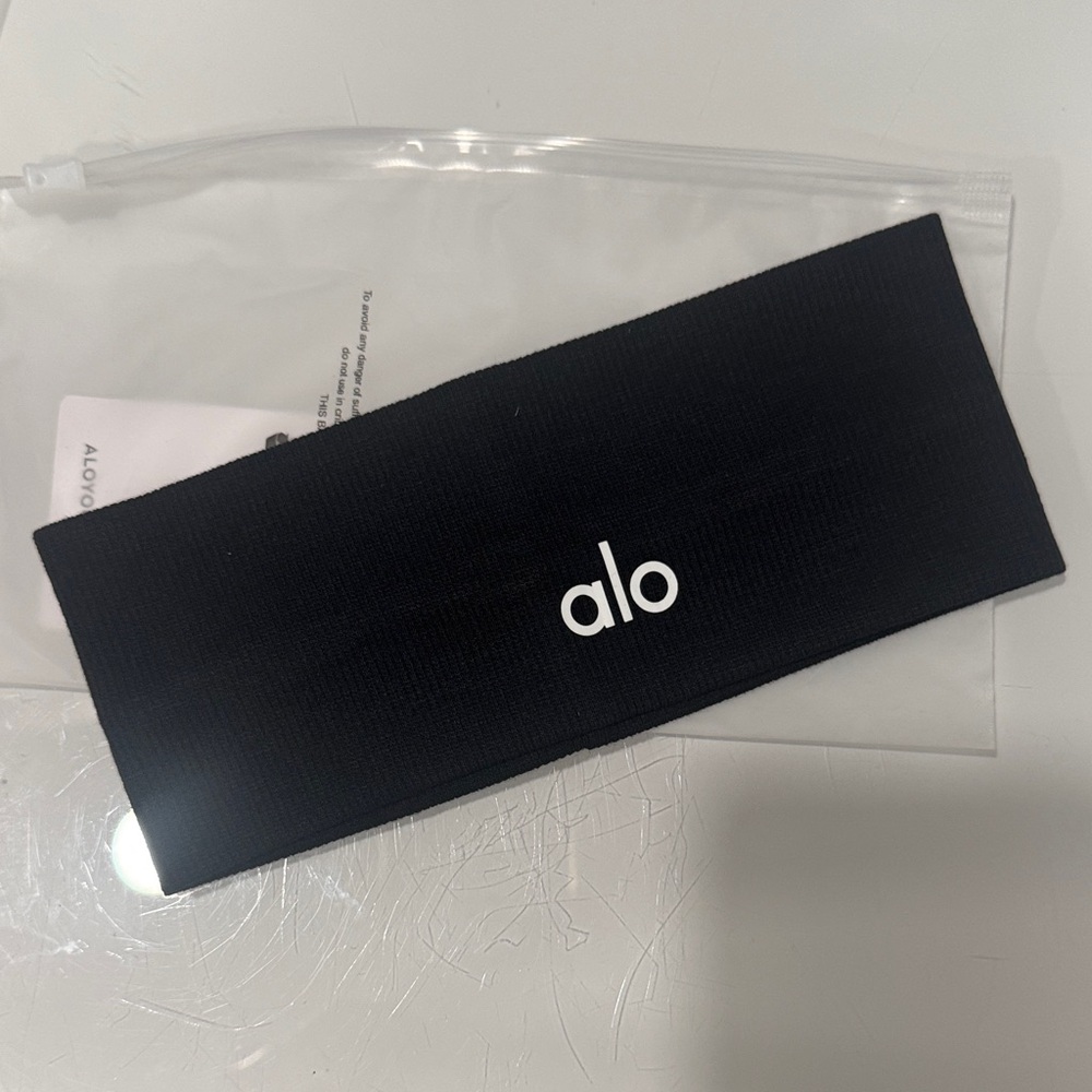 ALO Yoga Black Headband with White Logo